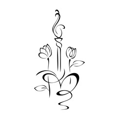 ornament 2422. decorative design with stylized flower buds, a swirl and an abstract element in the center. graphic decor
