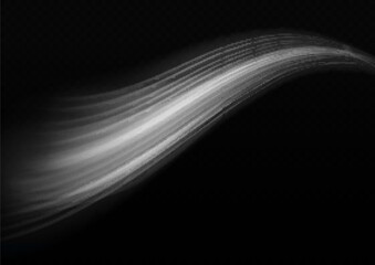 Wall Mural - White glowing motion line, dynamic speed waves 