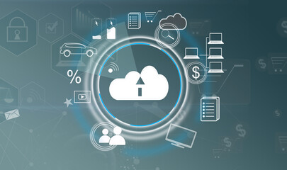 Poster - channel technology of online retail business. Multichannel marketing on social media network platform offer service of internet payment channel, online retail shopping and digital app.