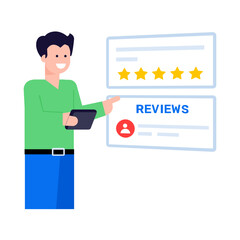 Sticker - A trendy flat illustration of customer reviews  