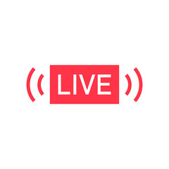 Poster - Red live stream button. Modern vector button isolated on white background. Vector illustration..