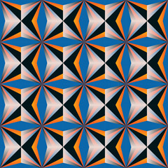 Poster - 60s Retro Style And Mid-Century Aesthetics Vector Pattern Background Made With Abstract Geometric Shapes