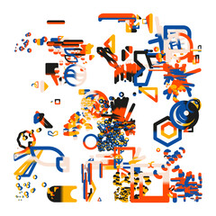 Aufkleber - digital collage graphics pattern made with generative art elements and vector geometric shapes