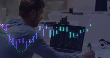 Poster - Animation of data processing over caucasian businessman
