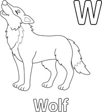Wolf Alphabet ABC Coloring Page W