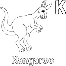 Jumping Kangaroo Alphabet ABC Coloring Page K