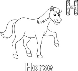 Walking Horse Alphabet ABC Coloring Page H