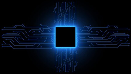 Animated Glowing Blue color Motherboard circuit pattern background