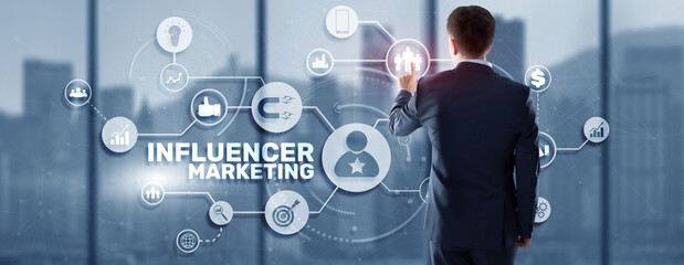 Wall Mural - Influencer Social marketing concept. Business Internet Technology