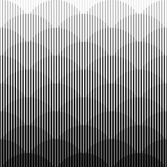 Poster - Horizontal line pattern. From thin line to thick. Parallel stripe. Black streak on white background. Straight fading gradation. Abstract geometric patern. Repeated faded halftone dynamic stripes. Vect
