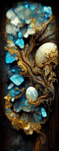 Full Old Weathered Wooden Door With A High Relief Carv Digital Art Illustration Painting Hyper Realistic