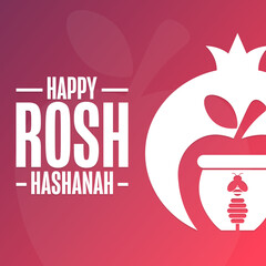 Happy Rosh Hashanah. Holiday concept. Template for background, banner, card, poster with text inscription. Vector EPS10 illustration.