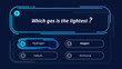 © Vector Tradition - Quiz questions and test menu choice. Vector neon template of TV show or trivia game layout. Intellectual challenge quiz, screen with question and answer options in blue glowing frames