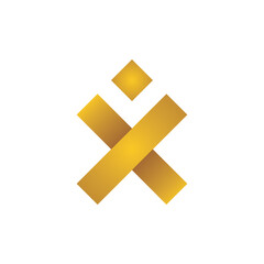 Wall Mural - gold x letter with human logo