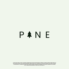 Wall Mural - pine word with pine tree icon as letter I. word mark logo design