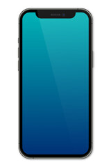 Poster - Realistic models smartphone with transparent screens. Smartphone mockup collection. Device front view. 3D mobile phone with shadow. Transparent background. Illustration