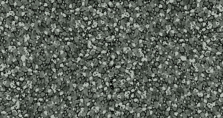 Small grainy pavement vector texture. Bitumen roof sheet pattern. Road black structure wallpaper. Asphalt highway closeup shape. Gravel gray little rocks. Tarmac road way. Dark cement backdrop. Roof