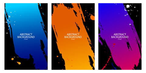Aufkleber - Colorful Gradient ink strokes for graphic design elements, copy space and lower third. Abstract Chinese brush strokes for tittle text effect template in vector illustration