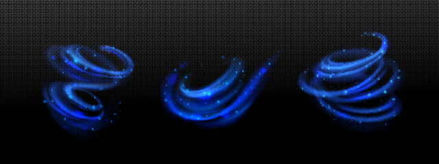 Poster - abstract wind swirls effect with sparkles. vector realistic set of magic air spirals and twirls with