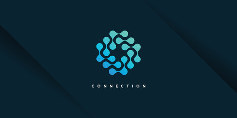 Wall Mural - Connection logo design vector with creative unique dot concept