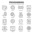 Programming line icons. Set of software, code, website, develop and more. Editable stroke.