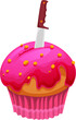 Leinwandbild Motiv Halloween cupcake with cutting knife, food dessert