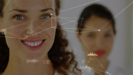 Poster - Animation of network of connections with data processing over diverse business people