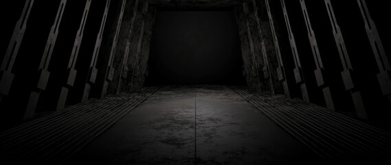 Wall Mural - display showroom showcase dark dark brown product background for presentations 3d rendering