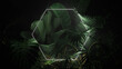 © RocknRoller Studios - Futuristic Background Design. Tropical Leaves with White, Hexagon shaped Neon Frame.