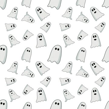 Halloween Watercolor Seamless Patterns Background