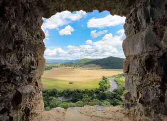 Wall Mural - Window from castle Reviste in Slovakia