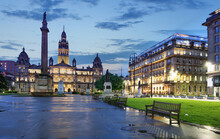Glasgow City Chambers And George Square At Night, Scotland