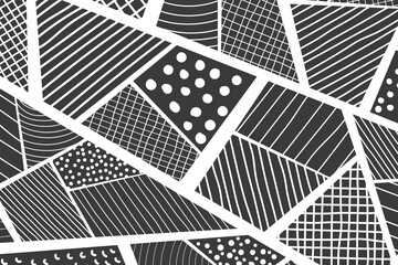 Poster - Abstract vector psychedelic sketch doodle background. Polygonal color illustration.