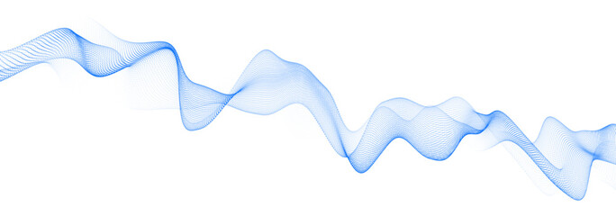 Poster - dynamic sound wave isolated on white background. musical particle pulsing. blue energy flow concept.