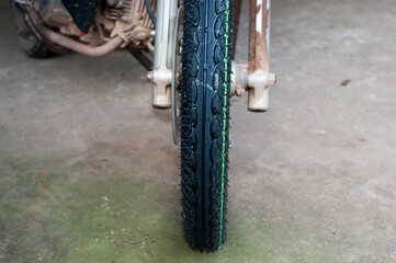 Black tires for general motorcycle front wheels.