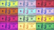 Modern creative concept video 4K with colored graphic banknote. GIF animation with dollar in popart style. Contemporary stop motion art. Funky unusual design. Fashion aesthetic culture. Punk collage.