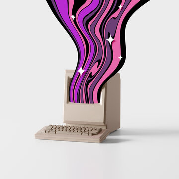 Vapor synth retro wave computer vintage style background concept.