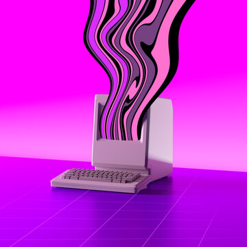 Vapor synth retro wave computer vintage style background concept.