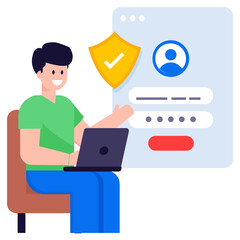 Poster - An illustration of secure profile flat design 