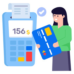 Canvas Print - A pos transaction flat illustration design 