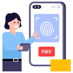 Poster - A flat modern illustration of mobile payment