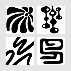 Poster - abstract hand drawn various black shapes. contemporary modern art vector posters for wall design. da