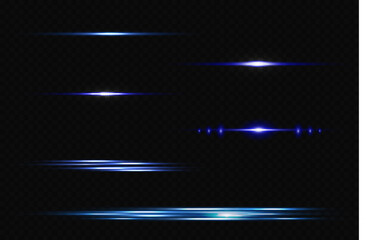 Wall Mural - vector illustration in blue color. set of light effects. glare and flash. bright beams of light. glo
