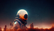 Futurist Astronaut Space Suit Poster, Space Poster With Sci Fi Astronaut Suit And Nebula 3d Rendering 