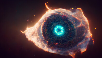 eye nebula, deep space travel 3d rendering
