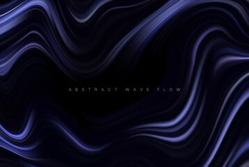 Wall Mural - Abstract dark blue wavy background with smooth wavy texture. Luxurious silk drapery background.