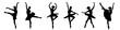 © Azizah - Collection of silhouette vector illustrations of ballerina dancing ballet isolated on white background.