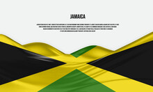 Jamaica Flag Design. Waving Jamaican Flag Made Of Satin Or Silk Fabric. Vector Illustration.