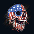 Skull Head With United States Flag Colors