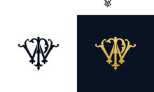 Decorative Vintage Initial Letters PW Monogram. Suitable For Tattoo Studio, Salon, Boutique, Hotel, College, Retro, Interlock Style